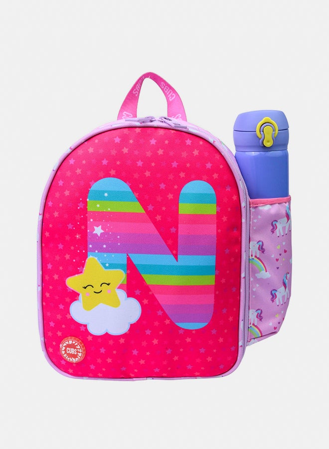 CUBS Nursery Pink Unicorn Letter N Lunch backpack - Image 2