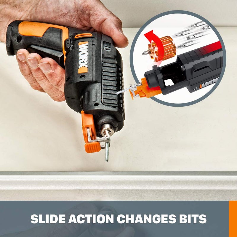 ووركس مفك كهربائي Worx 4V، مجموعة مفكات لاسلكية قابلة لإعادة الشحن مع 6 رؤوس، حامل مسامير، شاحن - WX255L - Image 5