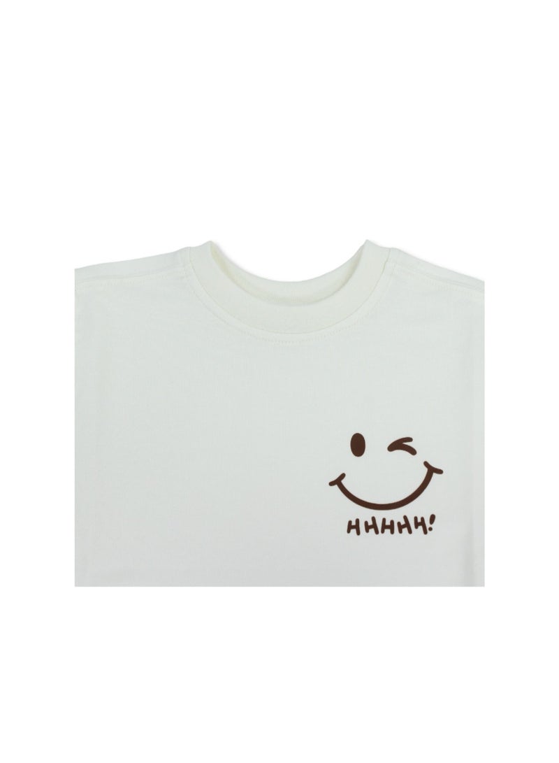 Berceau Baby Boys Cotton T-Shirt – Off-White with Smile Face Print - Image 3