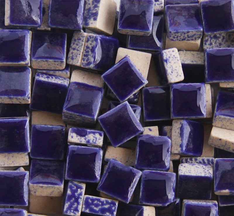PINUO&KE 200 Pieces / 200 g Square Shapes 0.4x0.4 inch Mosaic Tiles Square Ceramic Mosaic Mosaic Glass Pieces for Home Decoration or DIY Crafts - Dark Blue - Image 1