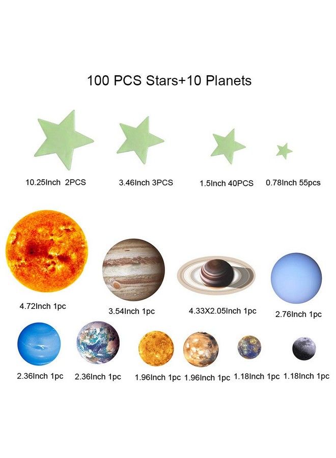 MLM Glow In The Dark Stars And Planets Solar System Wall Decals 110Pcs Glowing Ceiling Spaceship Stars Wall Stickers Best Gift For Kids Bedding Room Nursery Home Decoration Party Birthday(Small Size) - Image 5