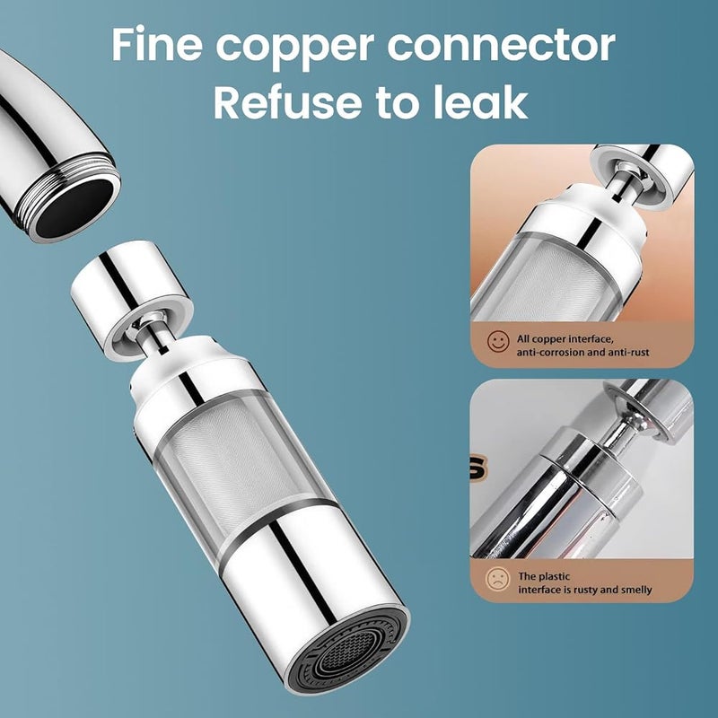 AMINAC Sink Filter Water Filter, 3-Function 360° Rotating Kitchen Faucet Filter with Stainless Steel Core – Removes Chlorine, Fluoride, Heavy Metals, Reduces Hard Water Minerals for Kitchen - Image 5