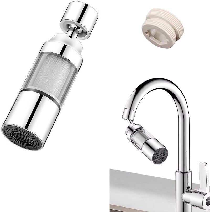 AMINAC Sink Filter Water Filter, 3-Function 360° Rotating Kitchen Faucet Filter with Stainless Steel Core – Removes Chlorine, Fluoride, Heavy Metals, Reduces Hard Water Minerals for Kitchen - Image 1