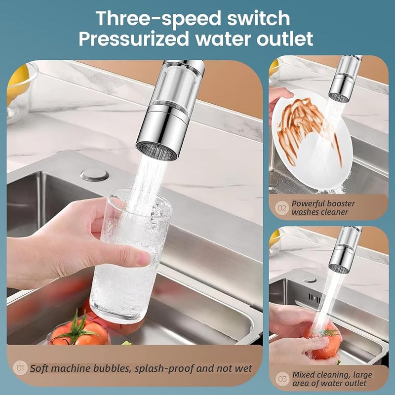 AMINAC Sink Filter Water Filter, 3-Function 360° Rotating Kitchen Faucet Filter with Stainless Steel Core – Removes Chlorine, Fluoride, Heavy Metals, Reduces Hard Water Minerals for Kitchen - Image 4