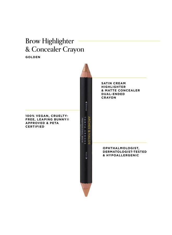 Arches & Halos Brow Highlighting and Concealer Crayon - Golden - Shaping and Shimmer Eyebrow Stick and Highlighter Duo - Soft, Ultra Creamy Formula - Define, and Sculpt for Sharp Brows - 0.176 oz - Image 2