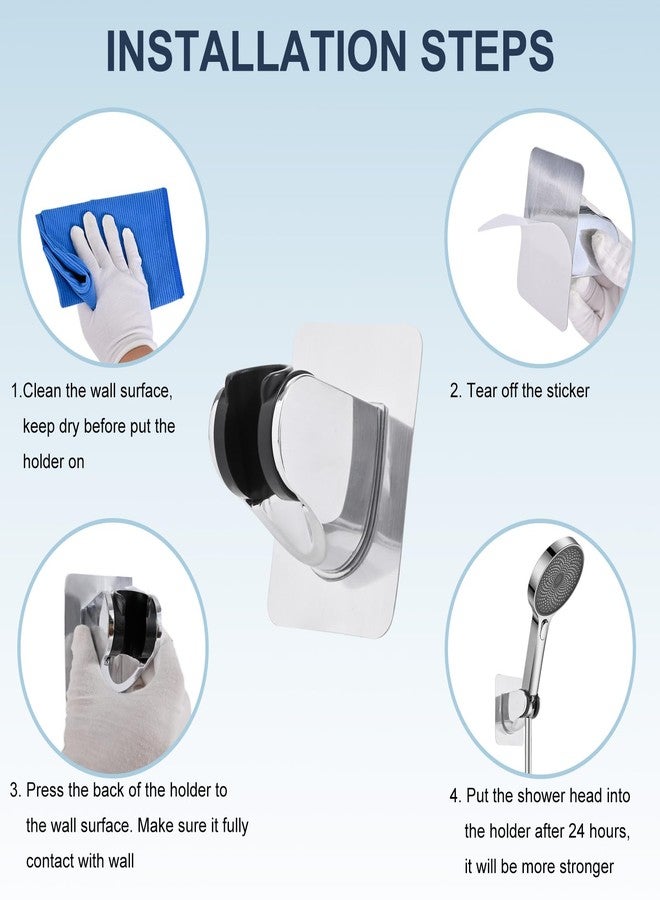 Peirnum Shower Head Holder, Strong Adhesive and Waterproof Shower Head Holder Wall Mount, Adjustable Handheld Shower Head Holder, No Drilling and Use Conveniently - Image 2