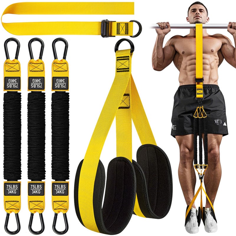 HPYGN Pull Up Assistance Bands Heavy Duty Pull Up Resistance Bands with Fabric FeetKnee Rest Adjustable Chin Up Assistance Band for Workout Body Training Weightlifting - Image 2