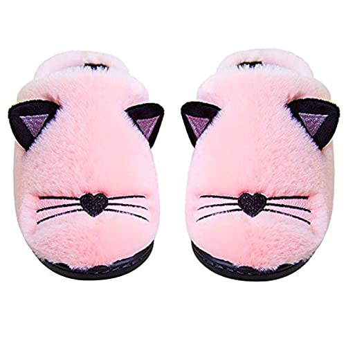 Anddyam Kids Family Cute Cat Household Anti-Slip Indoor Slippers for Girls and Boys (Big Kid (9-12 Years), Pink) - Image 1