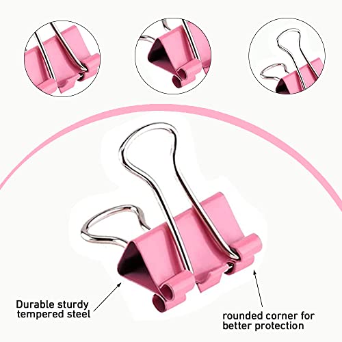 Aksiko 60pcs Colored Binder Clips Paper Clamps Assorted Size Small, Medium, Large Binder Paper Clips - Image 4