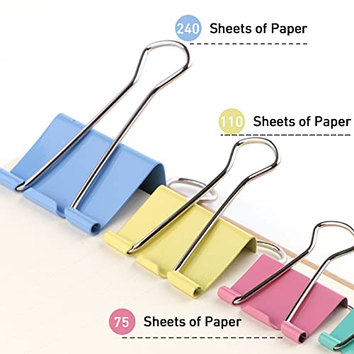Aksiko 60pcs Colored Binder Clips Paper Clamps Assorted Size Small, Medium, Large Binder Paper Clips - Image 3