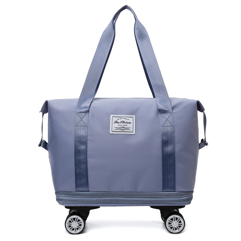 Large-capacity travel bag with roller for short-distance travel trolley luggage bag can be set luggage extension travel bag wholesale Fog blue 
