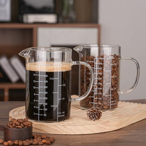 BCnmviku 500ML 2 CUP Glass Measuring Cup With Handle, High Borosilicate Glass Three Scales (OZ, Cup, ML/CC for Kitchen or Restaurant Easy To Read - Image 2
