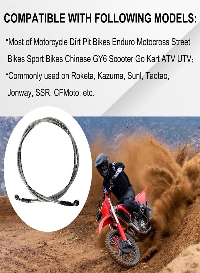 Vanlison Braided Hydraulic Brake Hose Line Brake Cable Universal Brake Lines Compatible with Dirt Bike Softail ATV UTV Go Kart GY6 Scooter 10mm Banjo Ends M10 31.5" / 80cm - Image 2