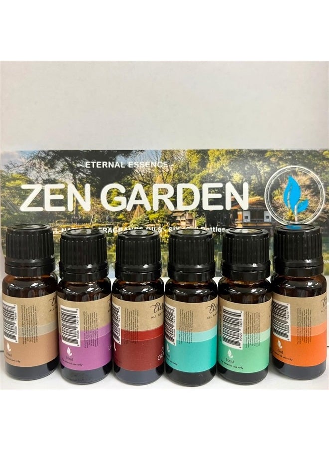 Eternal Essence Oils - Zen Garden - Gift Set of 6 All Natural Fragrance Oils - Cinnamon Orange Clove, Bamboo, Fresh Rain, Lavender Patchouli Vanilla, Rosemary Mint and Amber - 10ML - Image 1