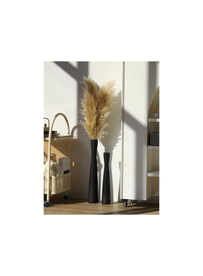 The Bros مزهرية سيراميك سوداء بارتفاع 16 بوصة، مزهريات أرضية لزهور البامبا، مزهرية زهور بأسلوب بسيط للديكور الحديث، مزهرية نحيفة طويلة لمدخل المنزل، رف الكتب، المدفأة، ديكور الرف، سوداء 40 سم - Image 4