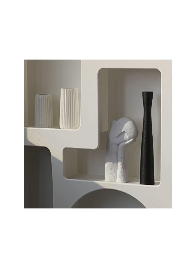 The Bros مزهرية سيراميك سوداء بارتفاع 16 بوصة، مزهريات أرضية لزهور البامبا، مزهرية زهور بأسلوب بسيط للديكور الحديث، مزهرية نحيفة طويلة لمدخل المنزل، رف الكتب، المدفأة، ديكور الرف، سوداء 40 سم - Image 3