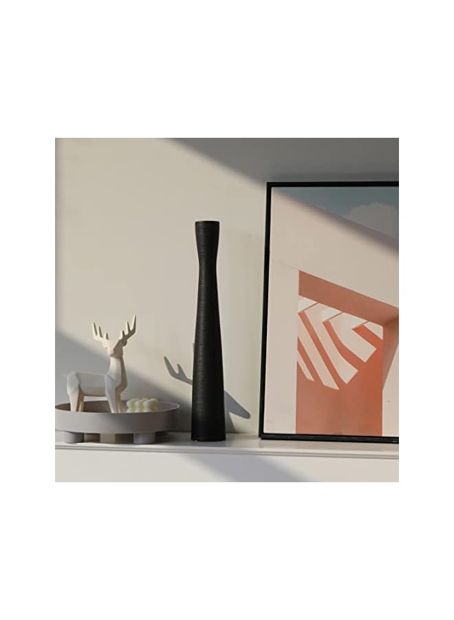 The Bros مزهرية سيراميك سوداء بارتفاع 16 بوصة، مزهريات أرضية لزهور البامبا، مزهرية زهور بأسلوب بسيط للديكور الحديث، مزهرية نحيفة طويلة لمدخل المنزل، رف الكتب، المدفأة، ديكور الرف، سوداء 40 سم - Image 2