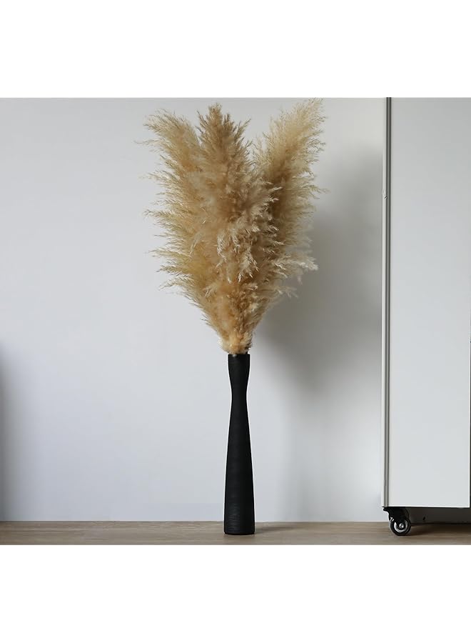 The Bros مزهرية سيراميك سوداء بارتفاع 16 بوصة، مزهريات أرضية لزهور البامبا، مزهرية زهور بأسلوب بسيط للديكور الحديث، مزهرية نحيفة طويلة لمدخل المنزل، رف الكتب، المدفأة، ديكور الرف، سوداء 40 سم - Image 1