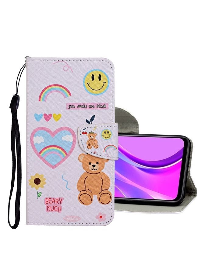 HuHa Case Cover For Xiaomi Redmi 9C Colored Drawing Pattern Horizontal Flip Leather Case with Holder & Card Slots & Wallet Bear 