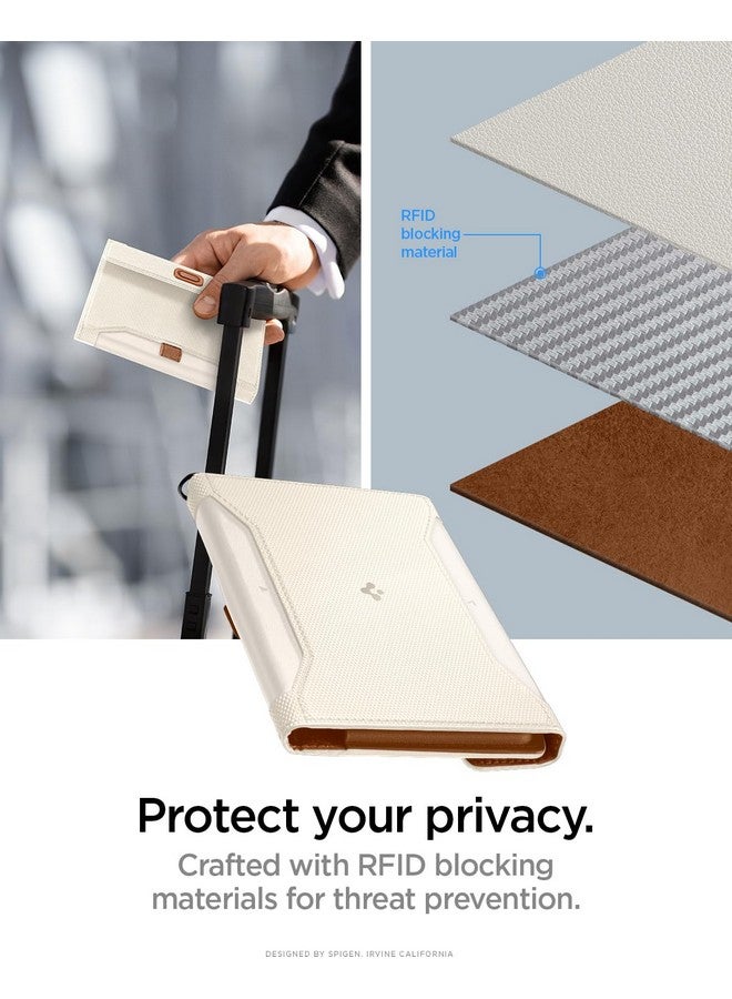Spigen حامل جواز سفر جلد من سبجن - محفظة جواز سفر - منظم مستندات السفر - واقي جواز السفر - ملحقات السفر مع تقنية حجب RFID - دبليو بيج - Image 4