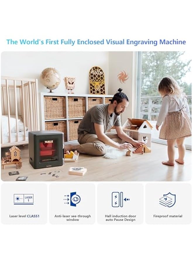 Laser Engraver, WAINLUX K8 10000mW Enclosed Visual Mini Laser Cutter with Smart Camera to Intelligent Positioning, 15000mm/min Laser Cutting and Engraving Machines for Wood and Metal,Laser Class 1 - Image 4