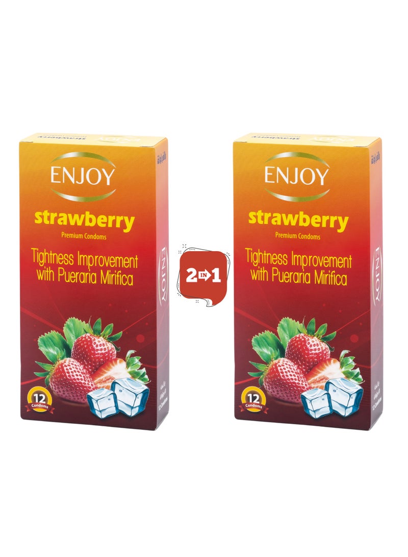 ENJOY Strawberry Premium Condoms 24 Pcs - Image 1