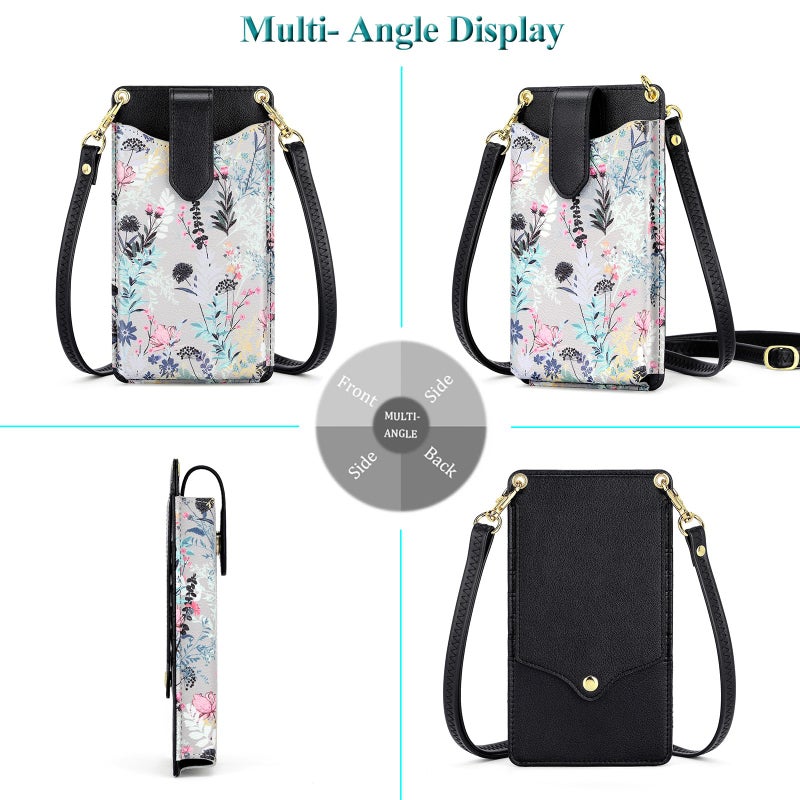 PEACOCKTION Peacocktion Small Crossbody Cell Phone Purse for Women, Lightweight Mini Shoulder Bag Wallet with Credit Card Slots (Black)  - Image 2