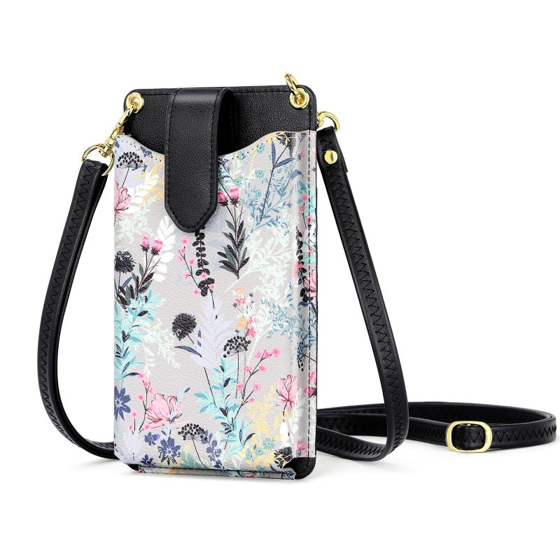 PEACOCKTION Peacocktion Small Crossbody Cell Phone Purse for Women, Lightweight Mini Shoulder Bag Wallet with Credit Card Slots (Black)  - Image 1