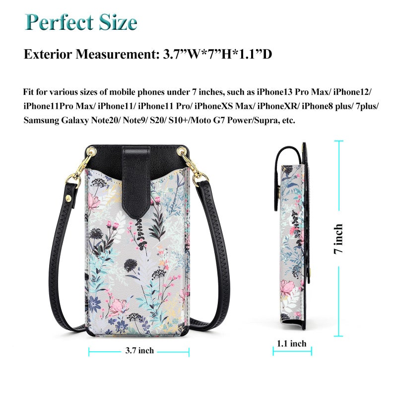 PEACOCKTION Peacocktion Small Crossbody Cell Phone Purse for Women, Lightweight Mini Shoulder Bag Wallet with Credit Card Slots (Black)  - Image 4