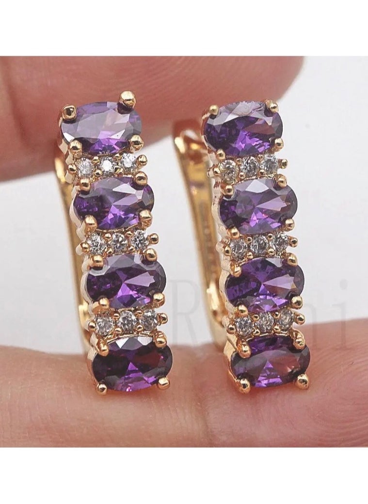 NOON'S UP - Elegant 18k Gold Plated Cubic Zirconia Earrings - Image 1