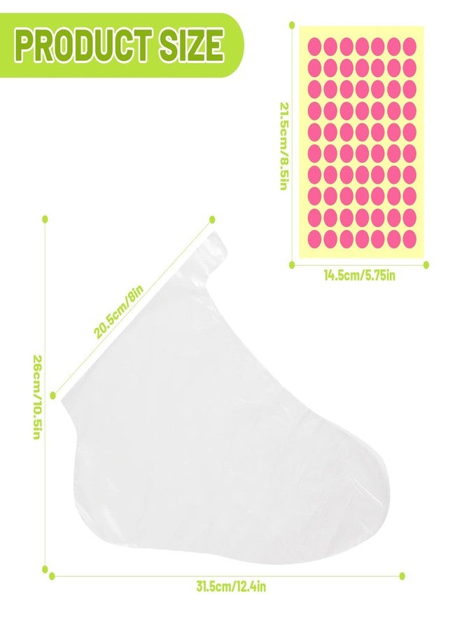Mersenty 200 Pcs Disposable Foot Covers for Wax Therapy, Plastic Foot Mask Socks with Stickers, Pedicure Supplies for Cracked Heels - Image 2