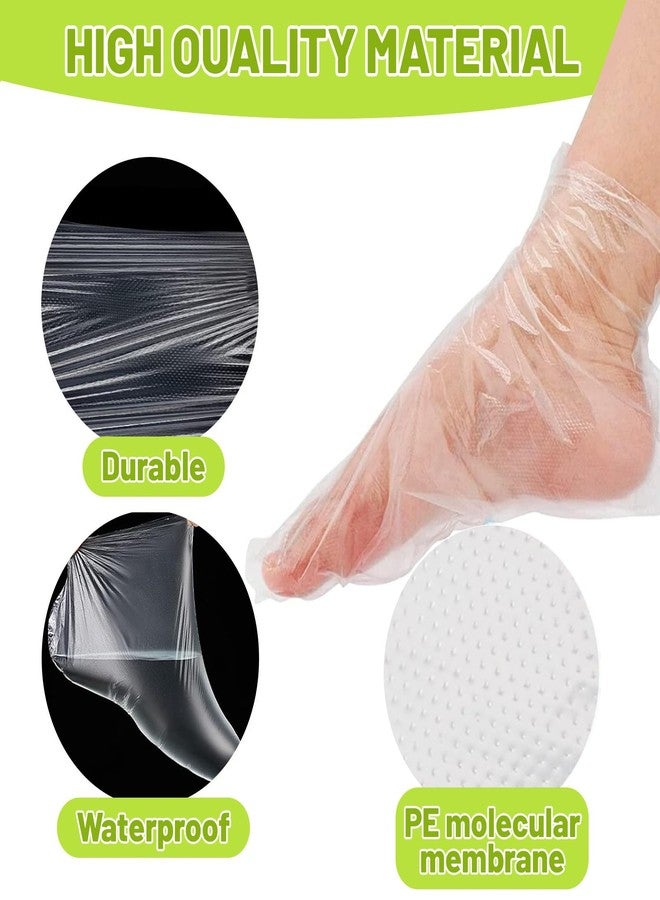 Mersenty 200 Pcs Disposable Foot Covers for Wax Therapy, Plastic Foot Mask Socks with Stickers, Pedicure Supplies for Cracked Heels - Image 3
