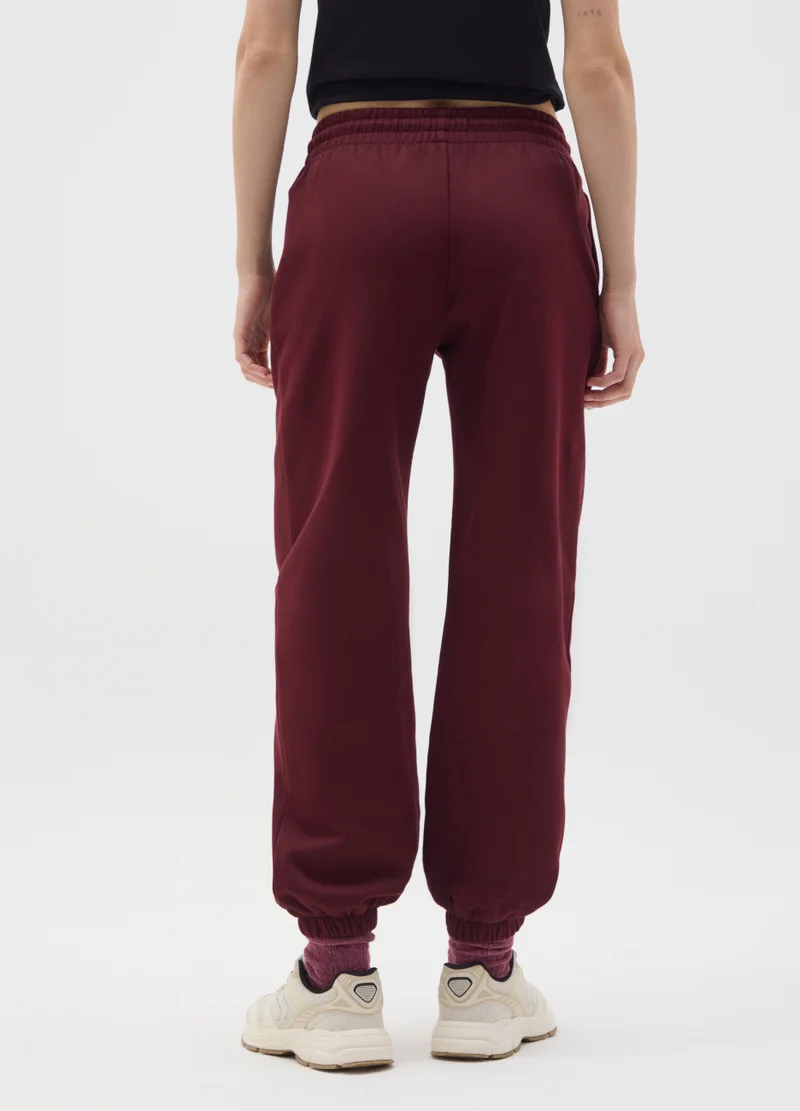 Ovs RED COTTON BLEND TROUSERS WITH REGULAR FIT
