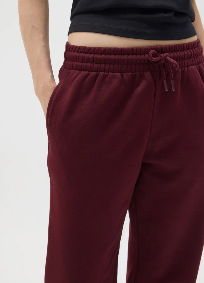 Ovs RED COTTON BLEND TROUSERS WITH REGULAR FIT