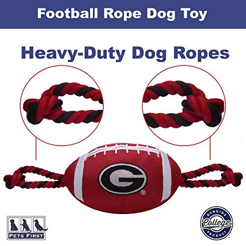 Pets First NCAA Georgia Bulldogs Football Dog Toy, Tough Quality Nylon Materials, Strong Pull Ropes, Inner Squeaker, Collegiate Team Color - Image 5