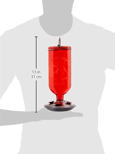 Perky-Pet 8109-2 Antique Glass Bottle Hummingbird Feeder-16-Ounce Capacity, Red - Image 3