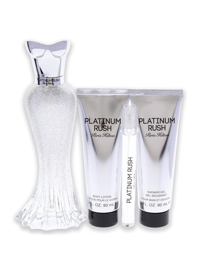 Paris Hilton Platinum Rush Women 4 Pc Gift Set 3.4 oz EDP Spray, 0.33oz EDP Spray, 3oz Body Lotion, 3oz Shower Gel - Image 2