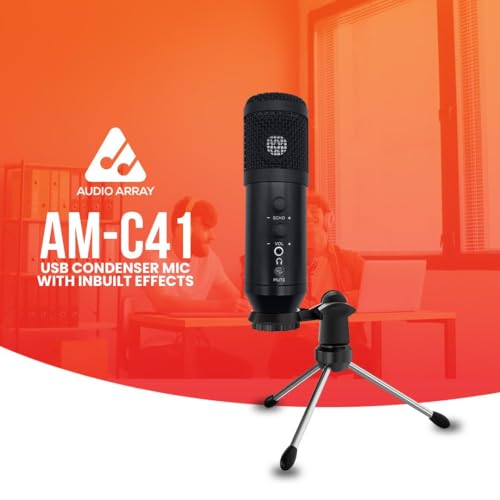 Audio Array AM-C41 Plug & Play AI Noise Cancellation USB Condenser Microphone | Mute Button/Echo/Volume Knob | Kit with Tripod, Mic Cover | Gaming, Streaming, Podcast | Mac/PC/Laptop/Mobile - Image 2