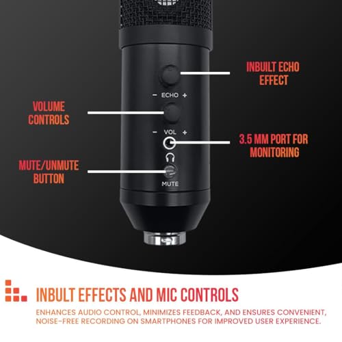 Audio Array AM-C41 Plug & Play AI Noise Cancellation USB Condenser Microphone | Mute Button/Echo/Volume Knob | Kit with Tripod, Mic Cover | Gaming, Streaming, Podcast | Mac/PC/Laptop/Mobile - Image 4