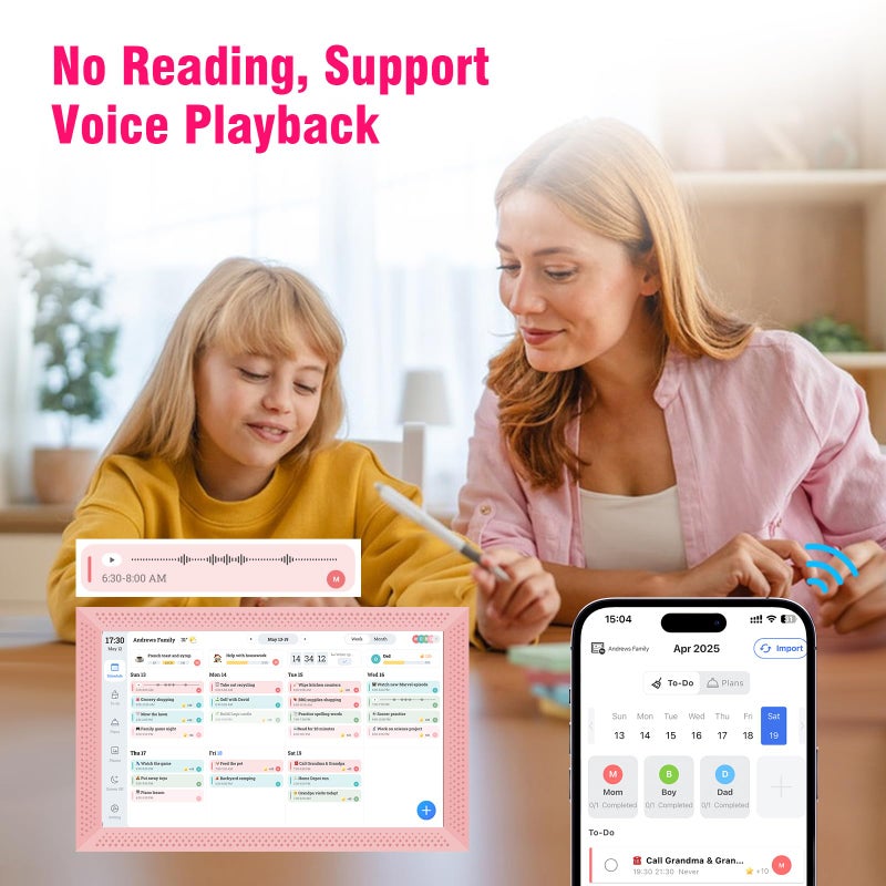 YosaToo Digital Calendar 10.1 inch, Electronic Calendar for Family Sharing Schedule Interactive Smart Calendars Touch Screen To Do Task Meal Planner for Home Office with Digital Picture Frame - Image 4