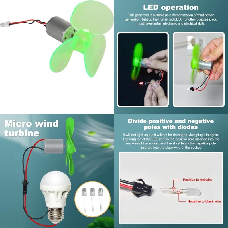 Mini Wind Turbine Generator Kit DIY Micro Wind Power Model DC Low Voltage Output for Science Education Experiment Teaching - Image 1