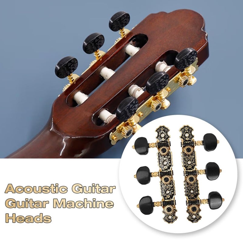 Dilwe Acoustic Guitar Machine Heads Tuning Keys Pegs 1:18 Tuners Machine Heads Replacement 3L3R - Image 2