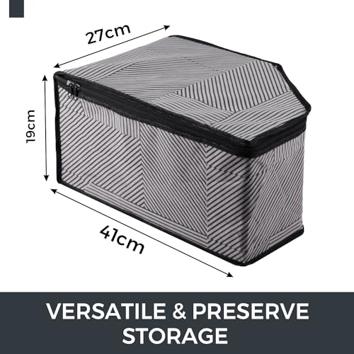 Kuber Industries Saree Cover & Blouse Cover Set | Zipper Closure Saree & Blouse Organizer Combo Set | 3 Pieces Blouse & 3 Pieces Saree Cover Set | Lining-Design | Set of 6 | Gray - Image 3
