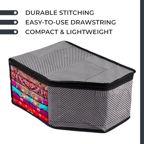 Kuber Industries Saree Cover & Blouse Cover Set | Zipper Closure Saree & Blouse Organizer Combo Set | 3 Pieces Blouse & 3 Pieces Saree Cover Set | Lining-Design | Set of 6 | Gray - Image 5