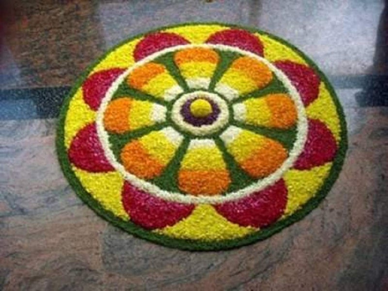 StromX Traditional As Well As Cotton Antiskid Modern Rangoli Round Door Mat For Home Decoration (24X24 Inch, Yellow) - Image 1