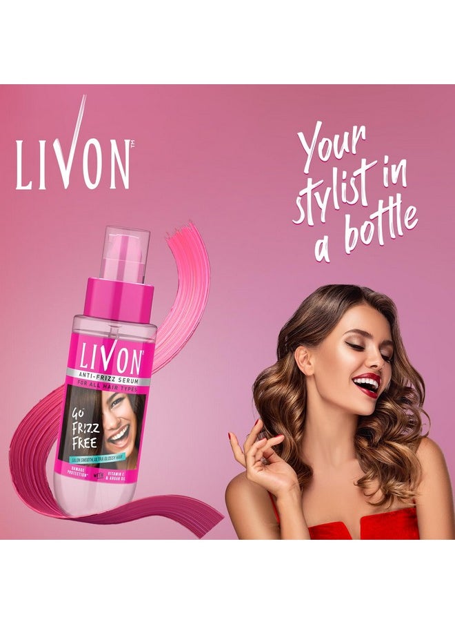 Livon Livon Hair Serum, For Dry & Frizzy Hair | Provides shine , smoothness & damage protection| Leave in serum for women & Men| With Vitamin E & Argan Oil | 100ml  - Image 2