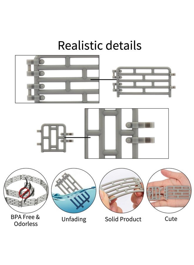 TOYMANY طقم ألعاب تويماني 64 قطعة سياج مصغر لحيوانات المزرعة - سياج بلاستيكي صغير للخيول لحظائر المزرعة تماثيل خيول للأطفال الصغار - Image 5