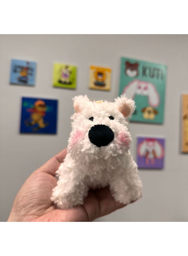 A077 Cute West Highland Plush Pendant Bag Hanging Cartoon Puppy Necklace Doll Keychain Accessories Creative