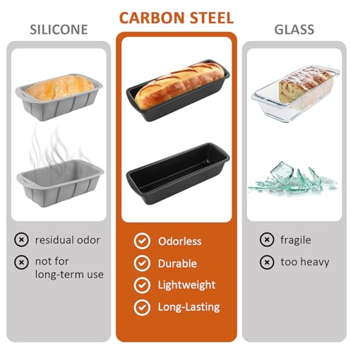 AKOLAFE 4 Pack Large Loaf Pans Nonstick Banana Bread Pan for Homemade Bread Baking Pan for Oven Metal Meatloaf Pans Sandwich Bread Loaf Pan for Baking Bread Tins for Baking Meat Loaf Cake (Inner 10x3) - Image 4