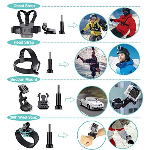 Appolab 61 in 1 Action Camera Accessories Kit for GoPro Hero 13 12 11 10 9 8 7 6, Gopro Max, GoPro Fusion, Xiaomi, Insta360, DJI Osmo Action, AKASO APEMAN, Campark, SJCAM - Image 5